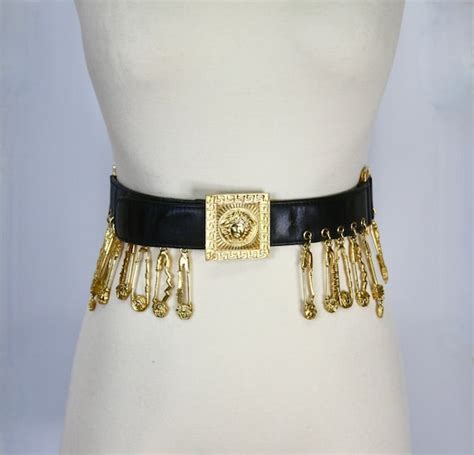 versace safety pin belt gold|versace belt price.